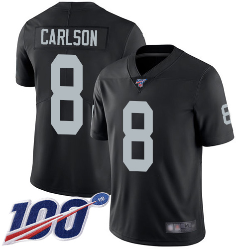 Men Oakland Raiders Limited Black Daniel Carlson Home Jersey NFL Football #8 100th Season Vapor Jersey